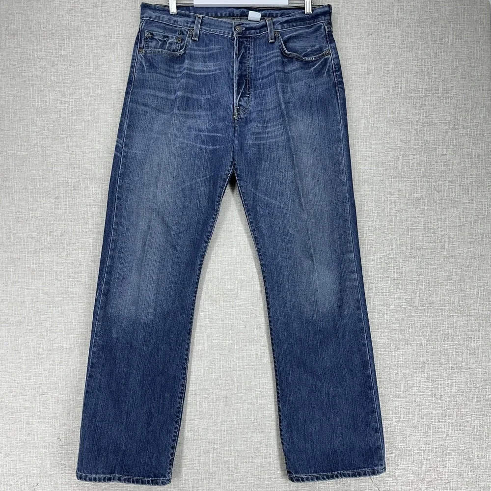 Levis Jeans‎ Mens 36x32 Blue Distressed Medium Wash Regular Straight 5 Pocket